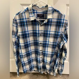 American Eagle Prep Fit blue plaid button up